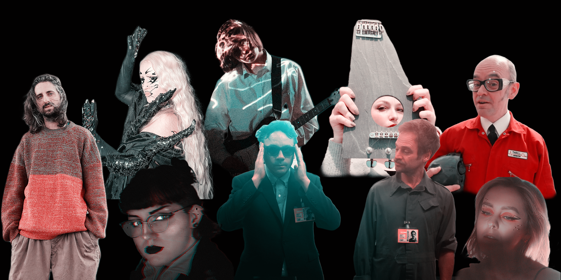 A photo collage showing close-ups of some artists from the Crux Festival 2025 lineup.